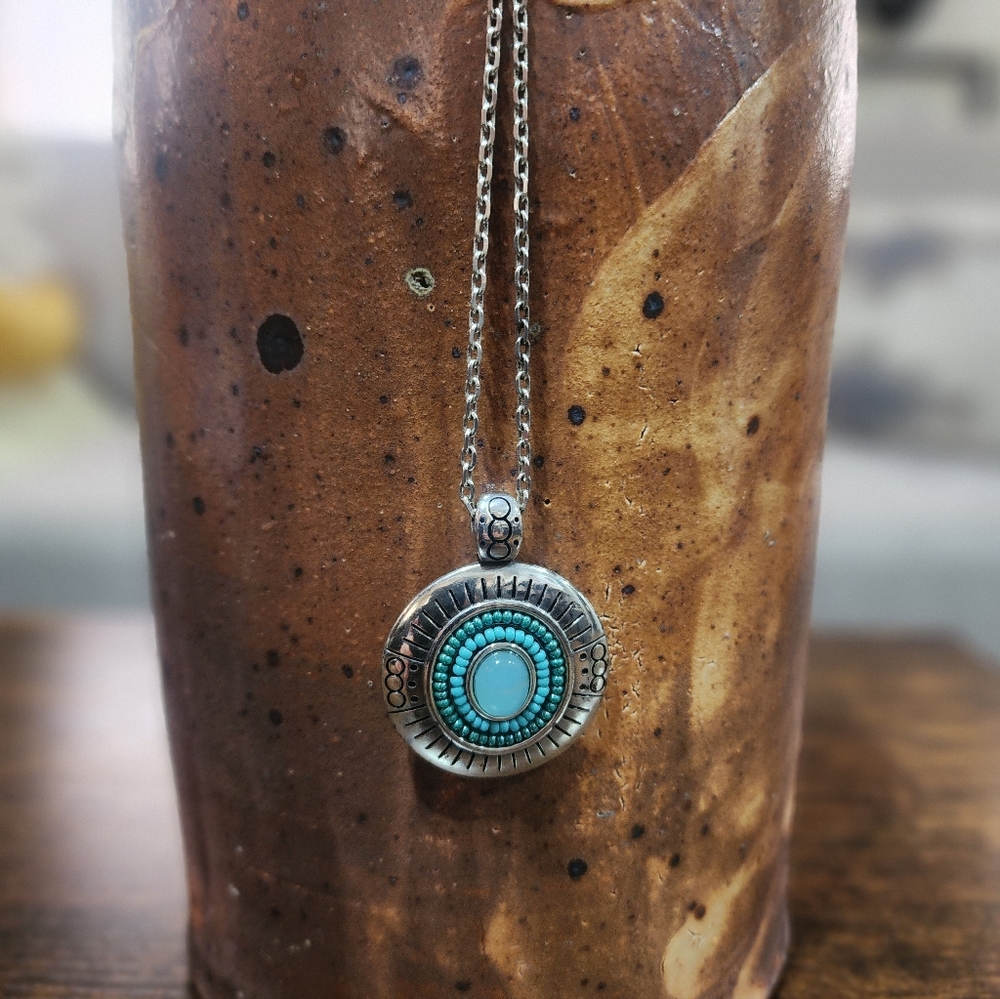 Brighton Silver and Turquoise Pendant Necklace